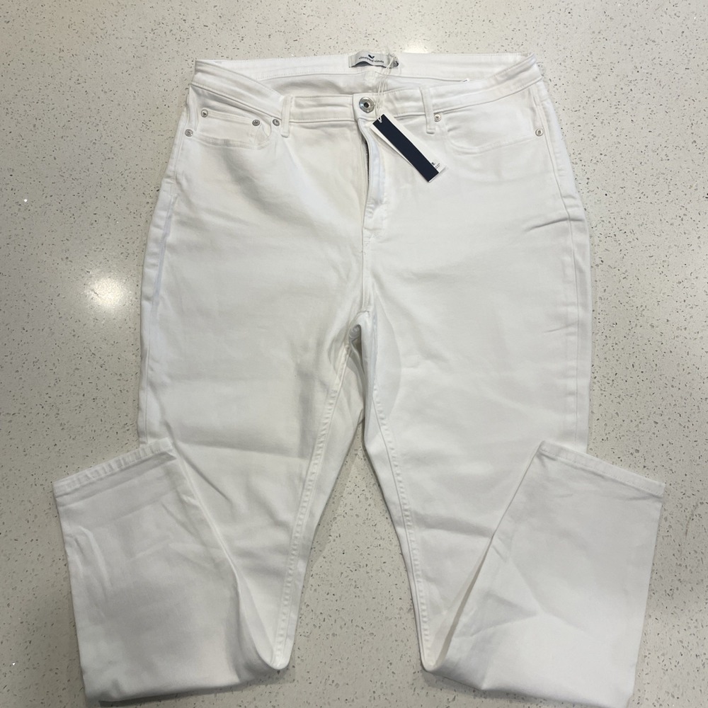 NEW Vineyard Vines Jamie High Rise Skinny Jeans In Ecru/Ivory Womens Size 34 - Picture 1 of 5